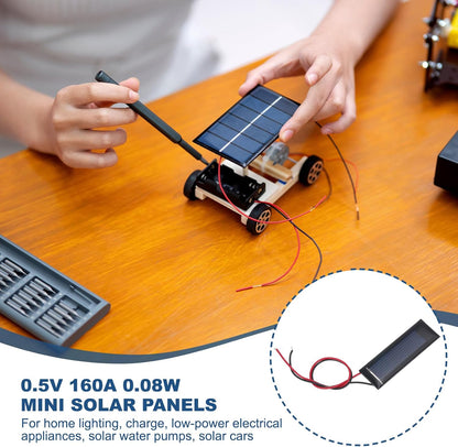 MECCANIXITY 2 Pcs 5.5V 0.44W 70mA Mini Solar Panels, Small Polycrystalline Solar Cell Panel with 2 Cable for DIY Electric Toy Materials Kits Charger, 60mm x 60mm