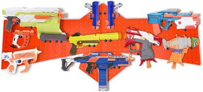 Skywin Wooden Pegboard for Nerf Gun Storage, Nerf Gun Wall Mount Eagle Shape, Compatible with All Blasters, Rack for Wall Organization - Birthday Gift for Kids (Orange)