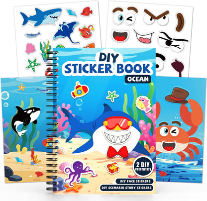 Animals Reusable Sticker Book for Toddlers, DIY Make-a-face Animals Jelly Fun 3D Stickers, Washable Puffy Stickers for Kids Toys, Airplane Road Trip Travel Activities Essentials for Kids 3 4 5 Years