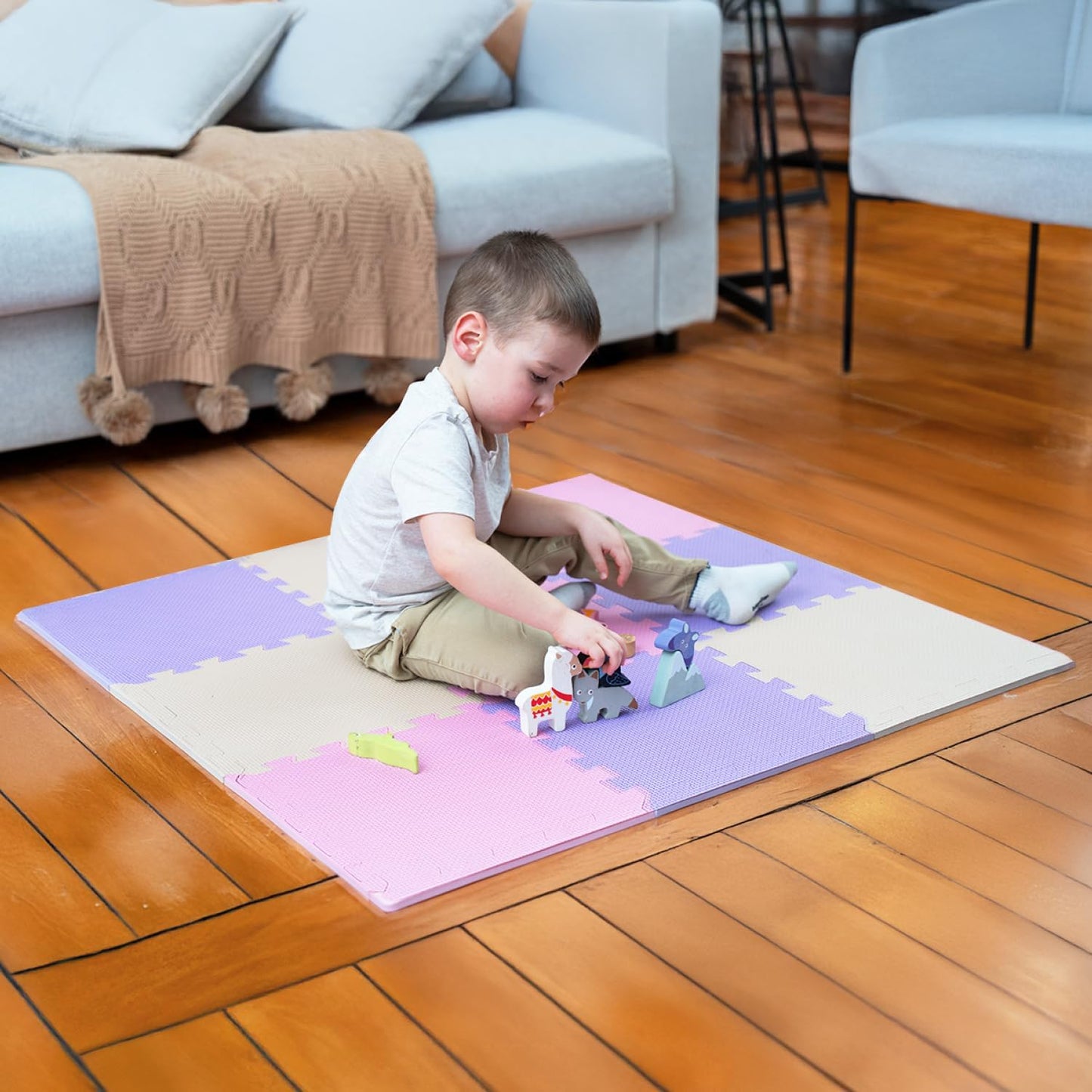 MioTetto Baby Play Mat, Soft Foam Floor Tiles for Kids. Adjustable Interlocking Foam Tiles, Fits with 50x50 Playpen Baby mat for Crawling & Development, Safe & Non-Toxic Playmat for Babies 6-12 Months