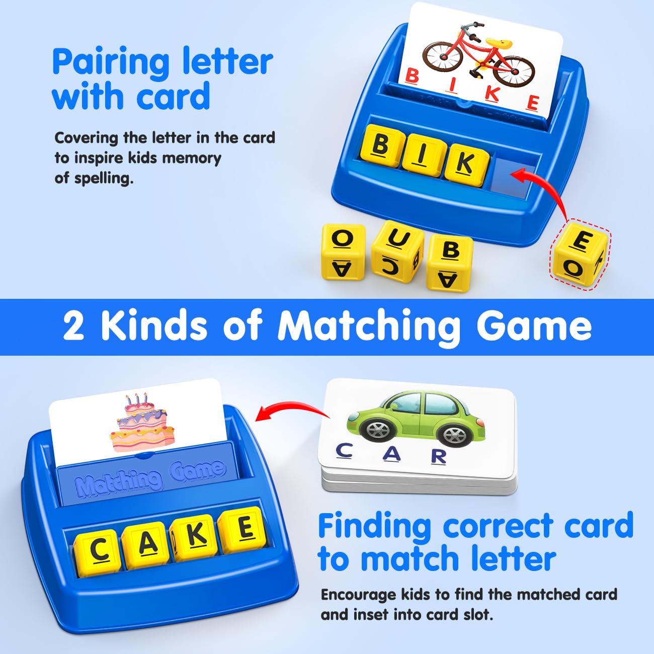 Matching Letter Game for 3 4 5 Year Old Girls Gifts, ABC Learning Toys for Kids Age 3-5, Educational Spelling Games Toys for Toddler Age 4-8, Preschool Birthday Gifts for 2 3 4 5 Year Old Boys Girls