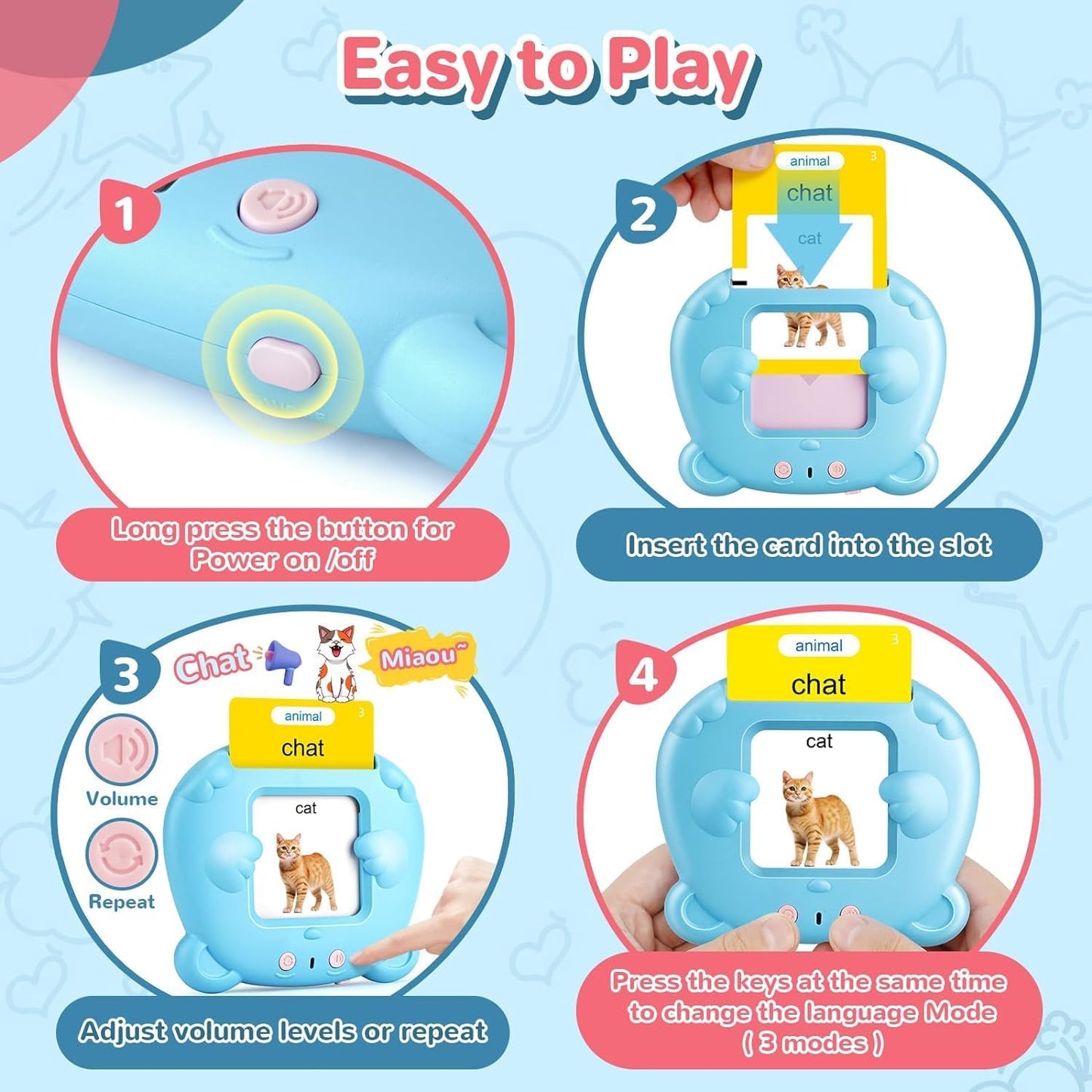 Spanish & English Talking Flash Cards for Toddler, Bilingual Flash Cards Learning Montessori Toys with 224 Sight Words, Speech Therapy Toys for Children Sensory Preschool Education