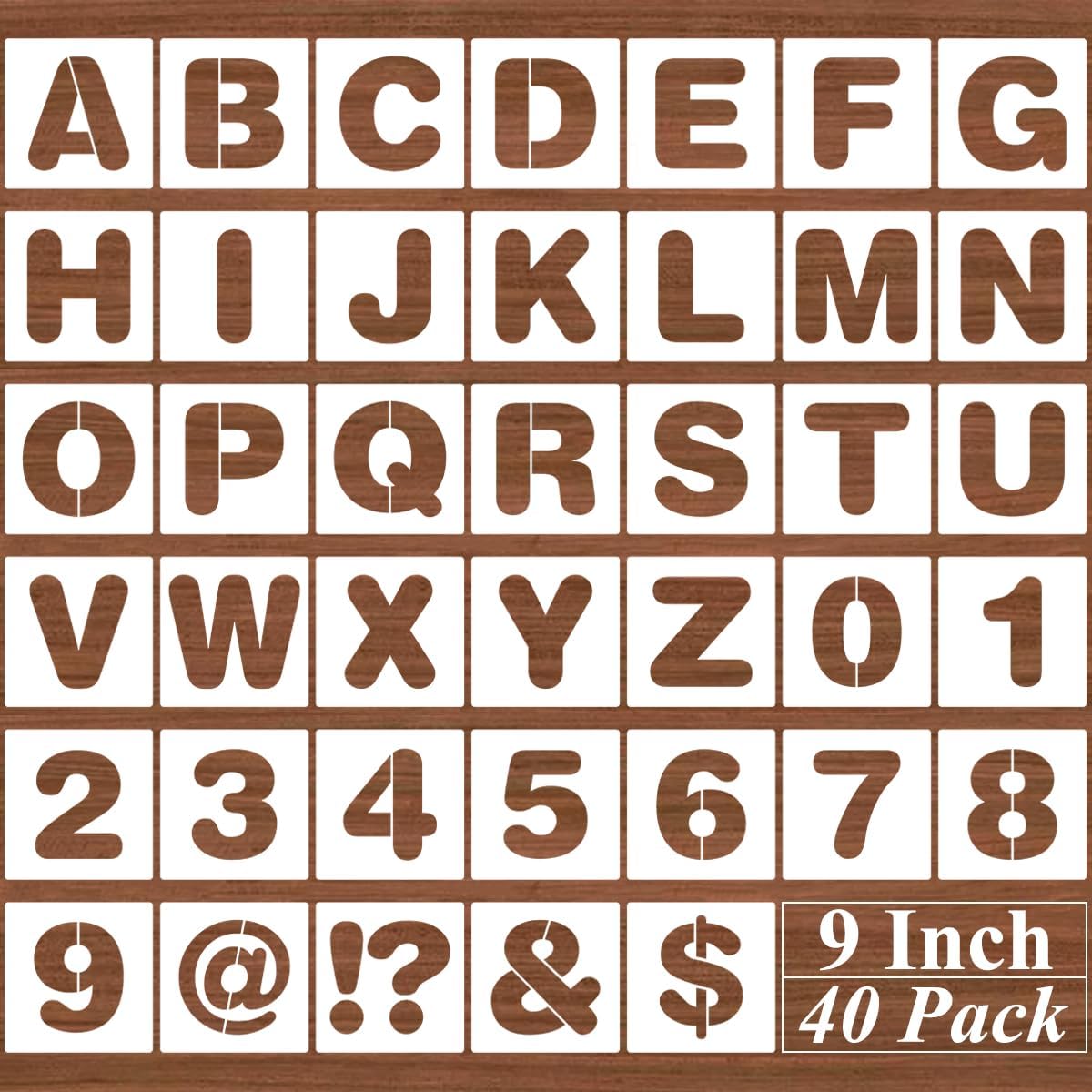 4 Inch Alphabet Letter Stencils - 40 Pack Letter Number Stencil Templates with Signs for Painting on Wood, Reusable Calligraphy Letters Stencils for Chalkboard Fabric Wood Signs
