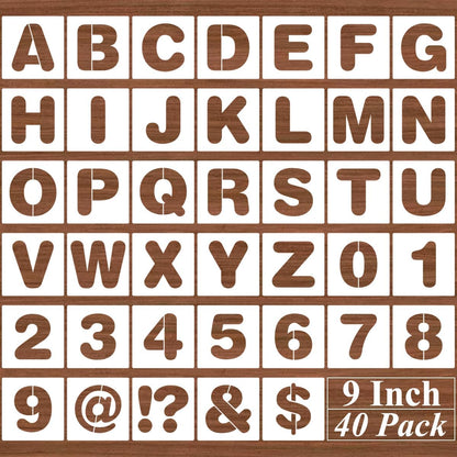 4 Inch Alphabet Letter Stencils - 40 Pack Letter Number Stencil Templates with Signs for Painting on Wood, Reusable Calligraphy Letters Stencils for Chalkboard Fabric Wood Signs