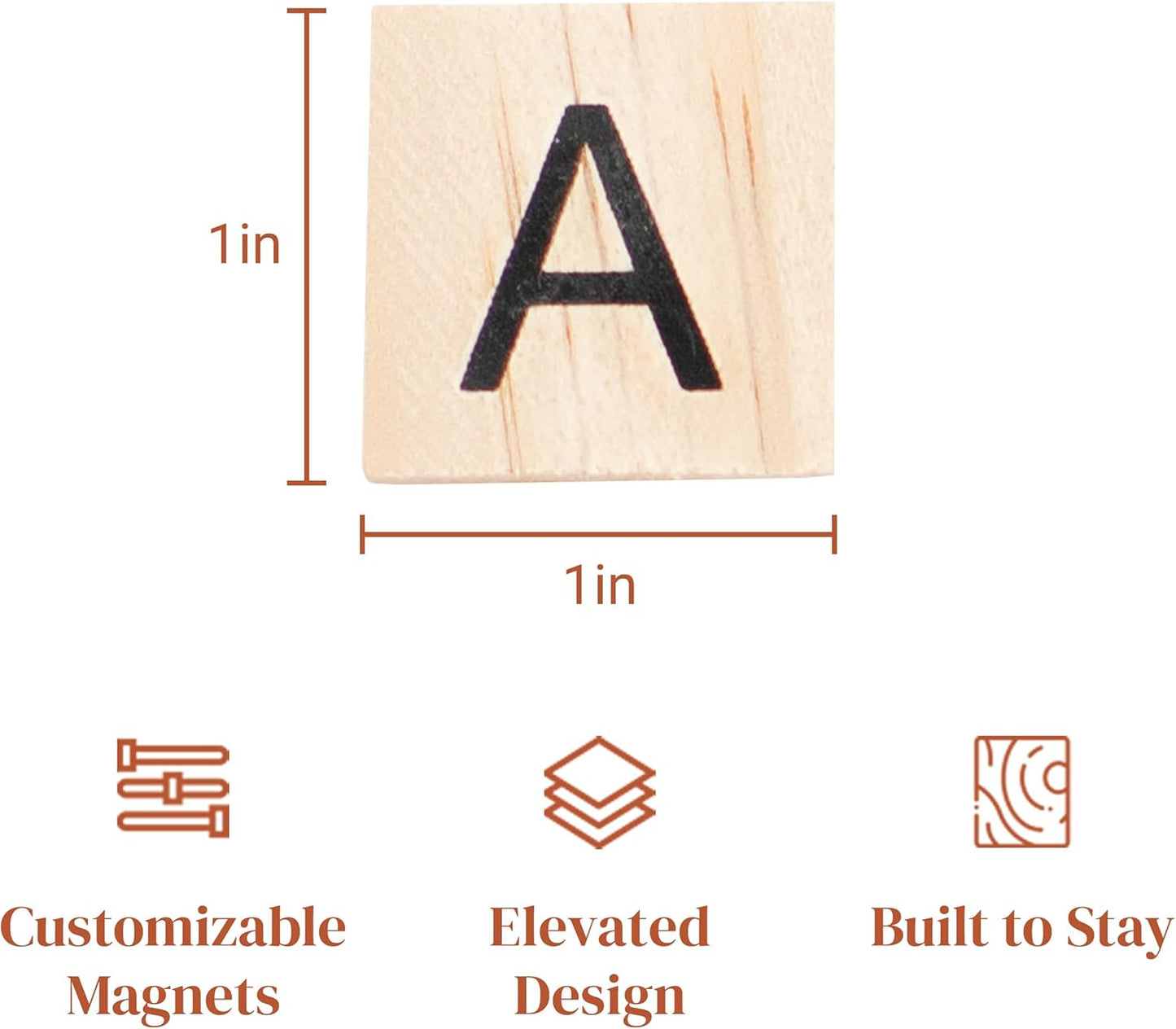 Stiles 100 Piece Wooden Magnetic Letter Tiles - Grey