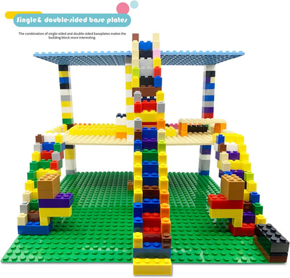 Classic Base Plates Compatible with Bricks & Baseplates, 10"x 10" and 10"x 5" Building Base Combo Set, Thick Boards Base Plates Can Be Used to Build Double Layer Buildings - 3pcs