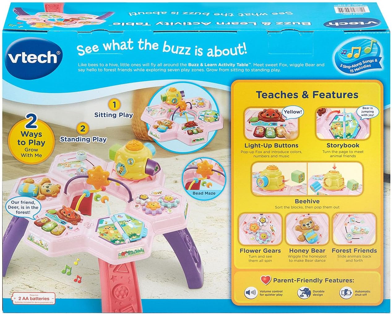 VTech Buzz and Learn Activity Table with Seven Interactive Play Zones, Blue