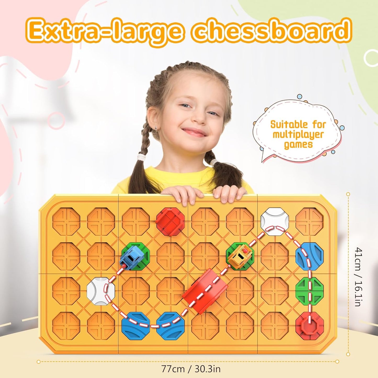 STEM Logic Road Builder Toys: Board Games Toys for 5 Year Old Kids, Montessori Brain Teaser Puzzles Educational Learning Activities Toy for Kid Ages 3 4 6-8 12 Boys Girls Gifts (Orange 32PCS)