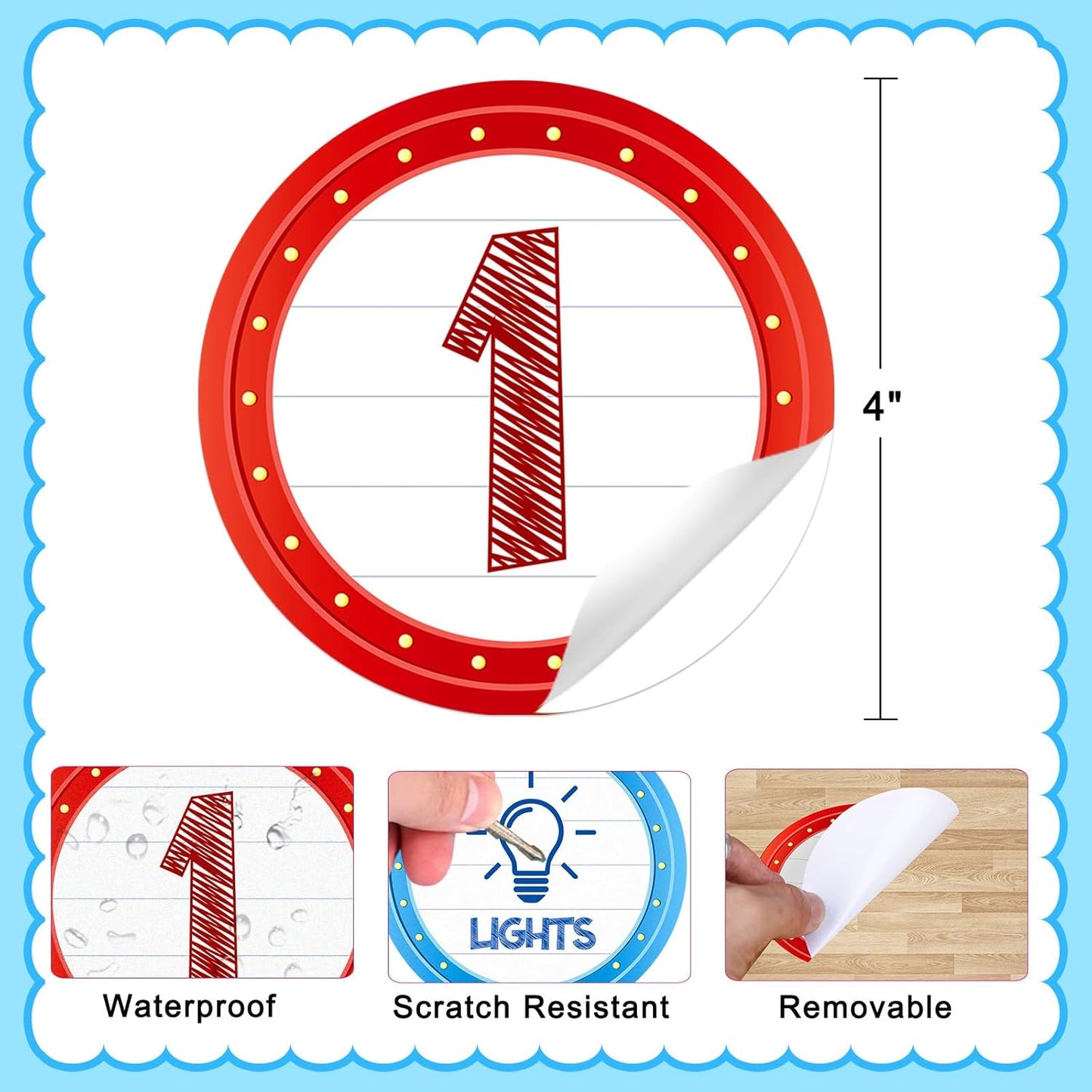 FaCraft Boho Line Up Spots for Classroom Floor - 48Pcs Floor Numbers for Classroom Lining Up Waterproof Number Stickers Markers for Preschool Kindergarten Elementary Back to School Teacher Must Haves