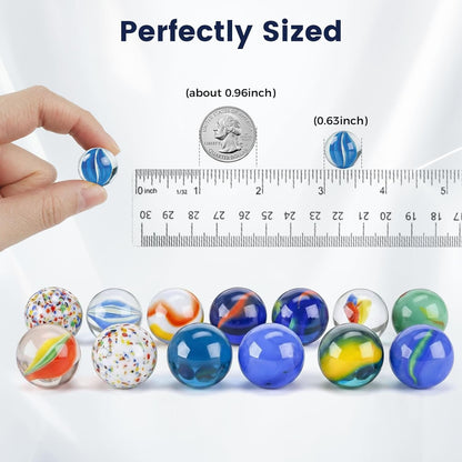 POPLAY 160PCS Glass Marbles, Marbles Game for Kids Crafts Colleting