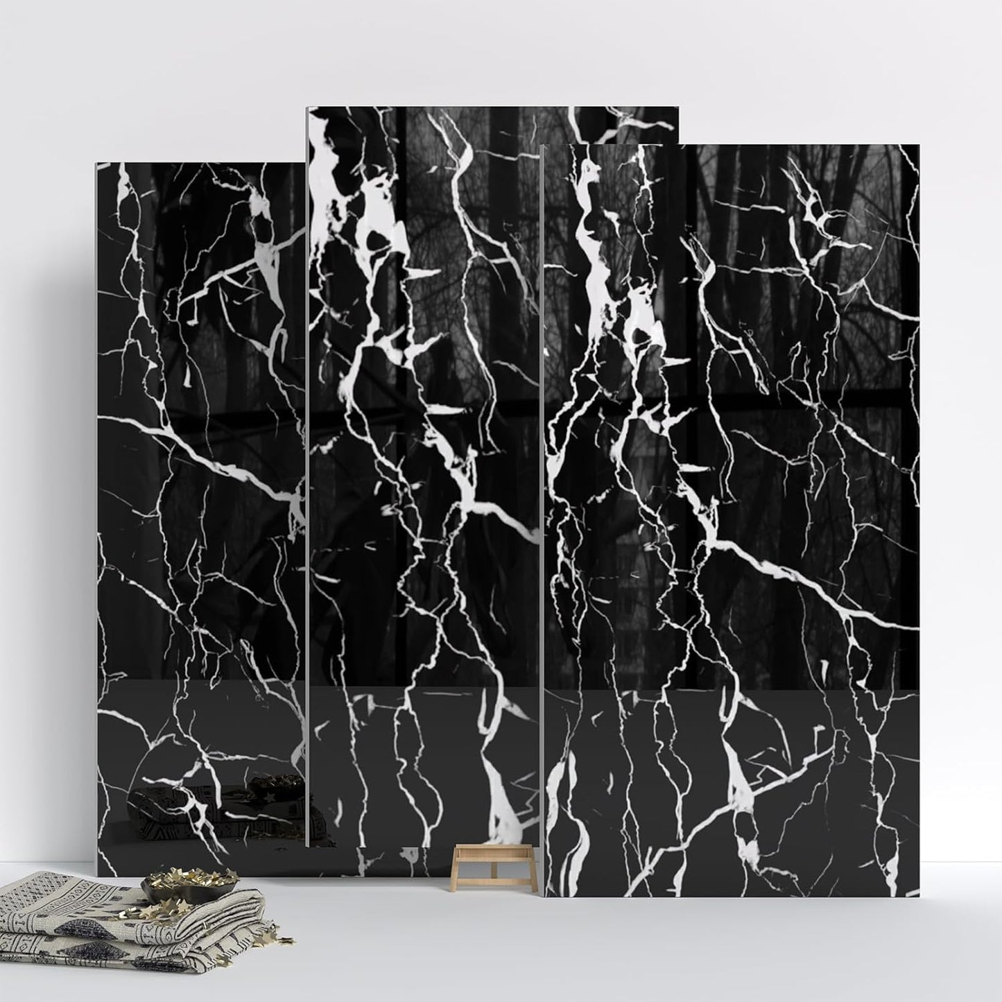 20-Pack Peel and Stick Gilded White Marble Tiles (11.8" x 11.8") – 19.4 Sq. Ft. Waterproof PVC Shower & Backsplash Tiles for Bathroom, Kitchen, and Living Room – Self-Adhesive, Easy Installation