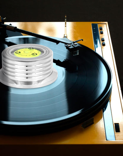 QWORK Record Weight Phono Disc Stabilizer, 60HZ Record Weight Stabilizer, with Bubble Leveling (60Hz, Silver)