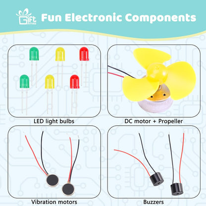 GiftAmaz Paper Circuits Kit for Kids, STEM Electric Circuit Kit, Child-Friendly Paper Circuit Board, Led Light Diodes, Copper Foil Tape, Educational STEM Toys Science Experiments Kit for Kids 8-12