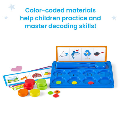 hand2mind Little Minds at Work Learn to Read 200 Words, Phonemic Awareness, Science of Reading Manipulatives, Letter Sounds, Phonics Manipulatives, Elkonin Boxes, Preschool Learning Activities