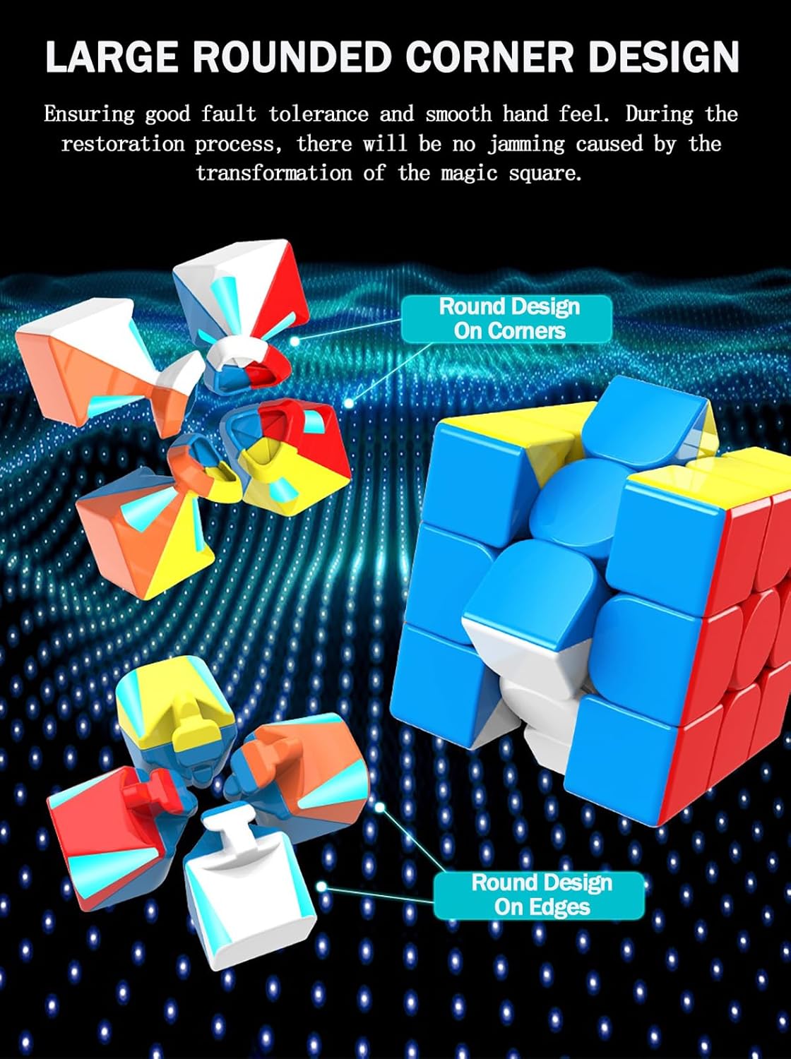 CFMOUR Speed Cube 3x3x3 - Moyu Meilong 3C, Stickerless Magic Cube 3x3, Fast Smooth Turning Vivid Colour 3D Puzzle Brain Toy Travel Games, Turns Quicker Than Original