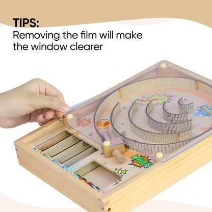 Wooden Pinball Toy,Marble Pinball Machine,Rotating Track 10 Pinball Scoring Game Set for Kids 8-12 and Adults Shooting Games for Office Stress Relief
