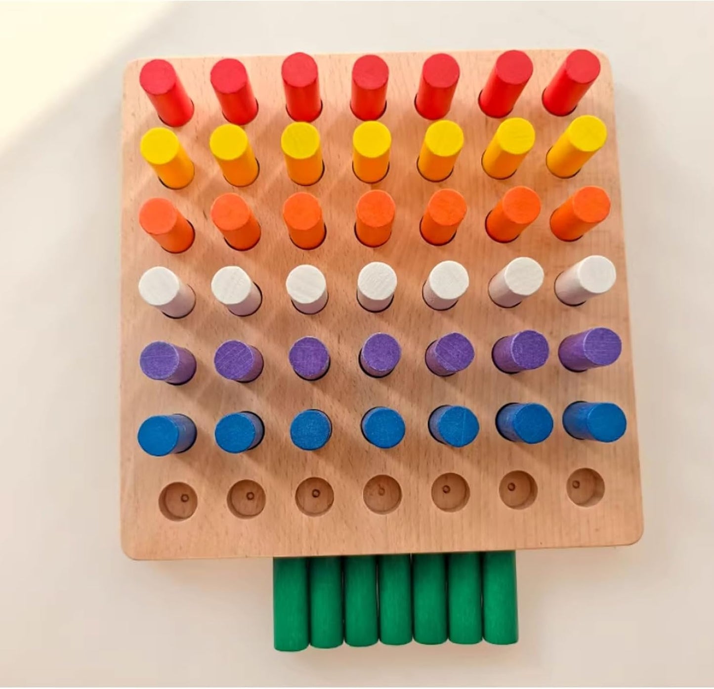 Montessori Wooden Cylinder Peg Set, Sensory Integration Training Fine Motor Toy for Toddlers 2-4 Years,B