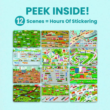 Animals Habitat 500+ Kids Sticker Book by Cupkin Toddler Airplane Travel Activity Coloring and Sticker Book, Road Trip Essentials, 12 Coloring Pages + 12 Scenes for Ages 2–8 Years - Colors B