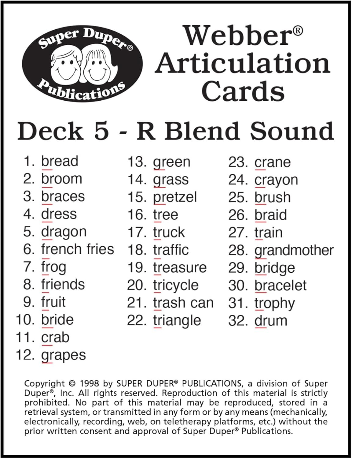 Super Duper Publications | Articulation R Blends Fun Deck | Vocabulary and Language Development Flash Cards | Educational Learning Materials for Children