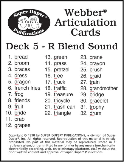 Super Duper Publications | Articulation R Blends Fun Deck | Vocabulary and Language Development Flash Cards | Educational Learning Materials for Children