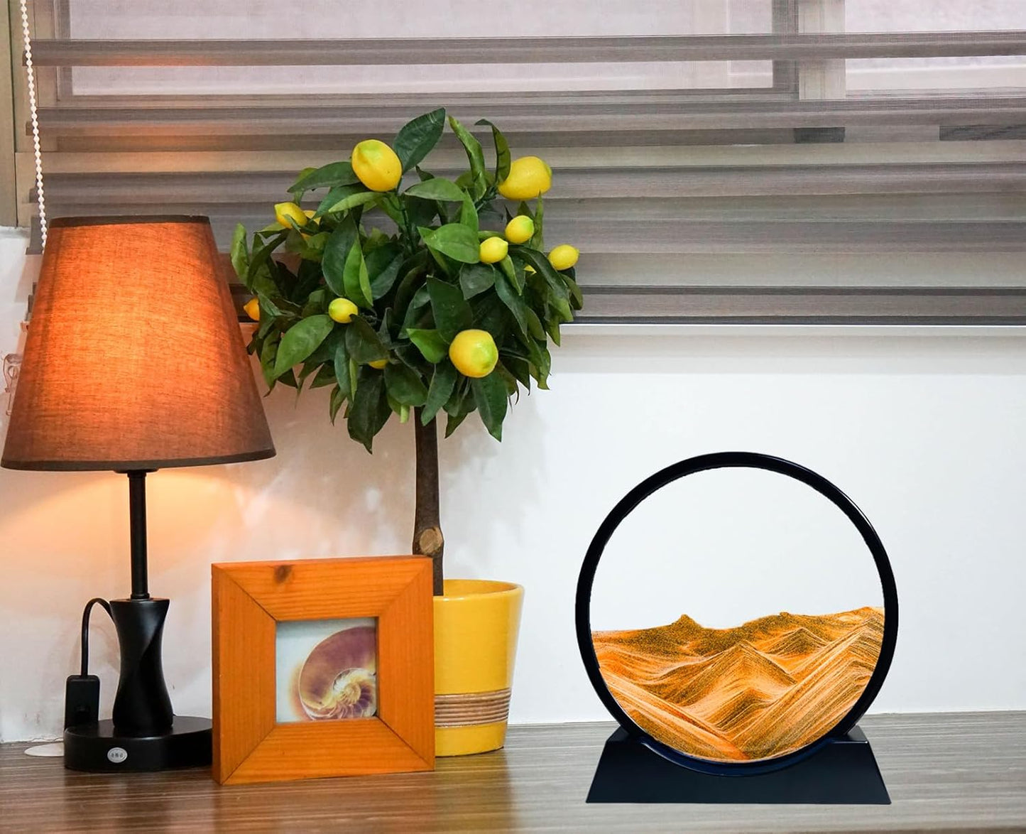 SANDCLE Moving Sand Art Liquid Motion - Moving Sand Art Picture Decor 3D Deep Sea Sandscape, Round Glass Frame Display Flowing Sand Relaxing Toy for Desktop Home Office Work Decoration(Blue, 12")