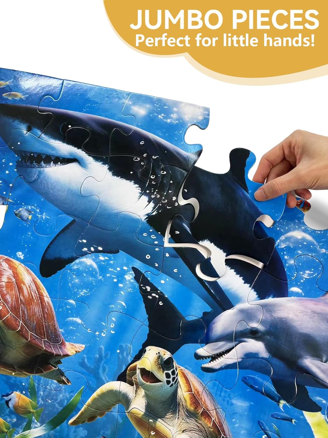 Jumbo Floor Puzzle for Toddlers, 48 Piece Puzzle Educational for Kids, 3 x 2 Feet Gaint Toy (Undersea)