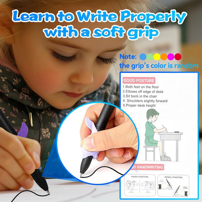 4 Magic Grooved Writing Practice for Kids - English Pre K Tracing Practice Book, Reusable Preschool Handwriting Workbooks Without Tears, 4-Theme Copybooks with Pen Refill for Age 3-10 (English, Small)