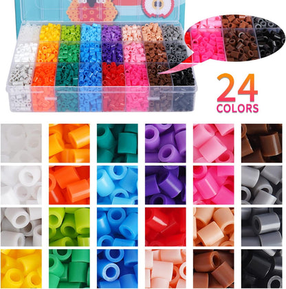 ARTKAL Fuse Beads Kit 4800pcs 24 Colors 5mm Iron Beads Kit with 5 Pegboards 55 Patterns 2 Tweezers 2 Ironing Paper, Great for Christmas Birthday