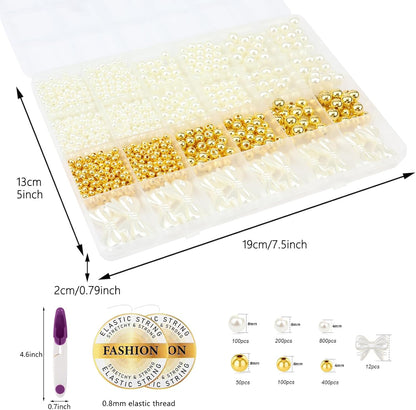 Hpebl 2136PCS Beads for Bracelets Pearl Bracelet Making Kit Friendship Bracelet Kits Bracelet Bead Kits Small Pearl Bead and Gold Beads Beading Kit for Bracelets Jewelry Making Kit