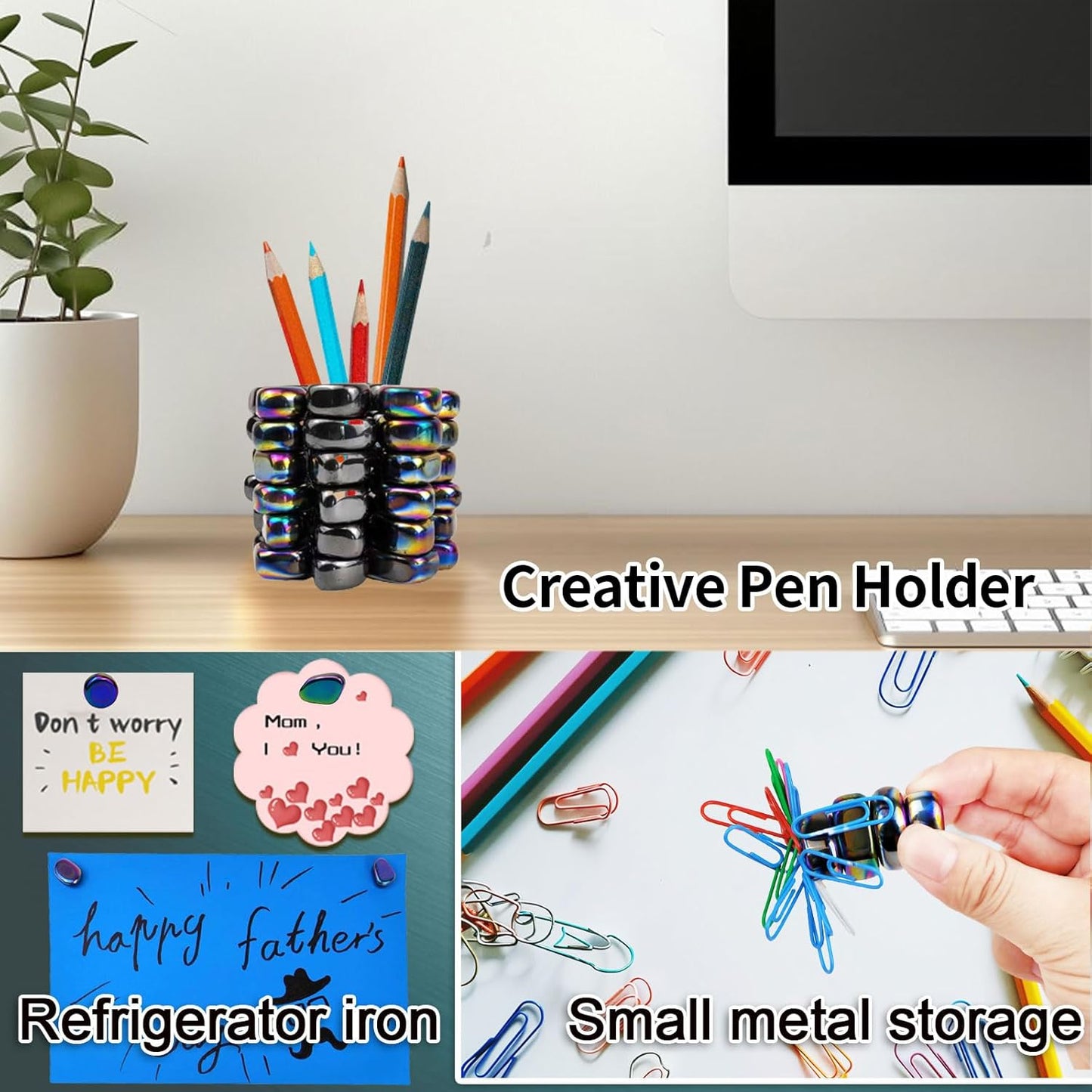 30 Pcs Large Fridge Magnets, Hematite Magnet Fidget kit, Irregular Refrigerator Magnets for Kitchen, DIY Educational Science Kit for Wall Stickers, Magnetic Fidget Toy for whiteboard (Black)