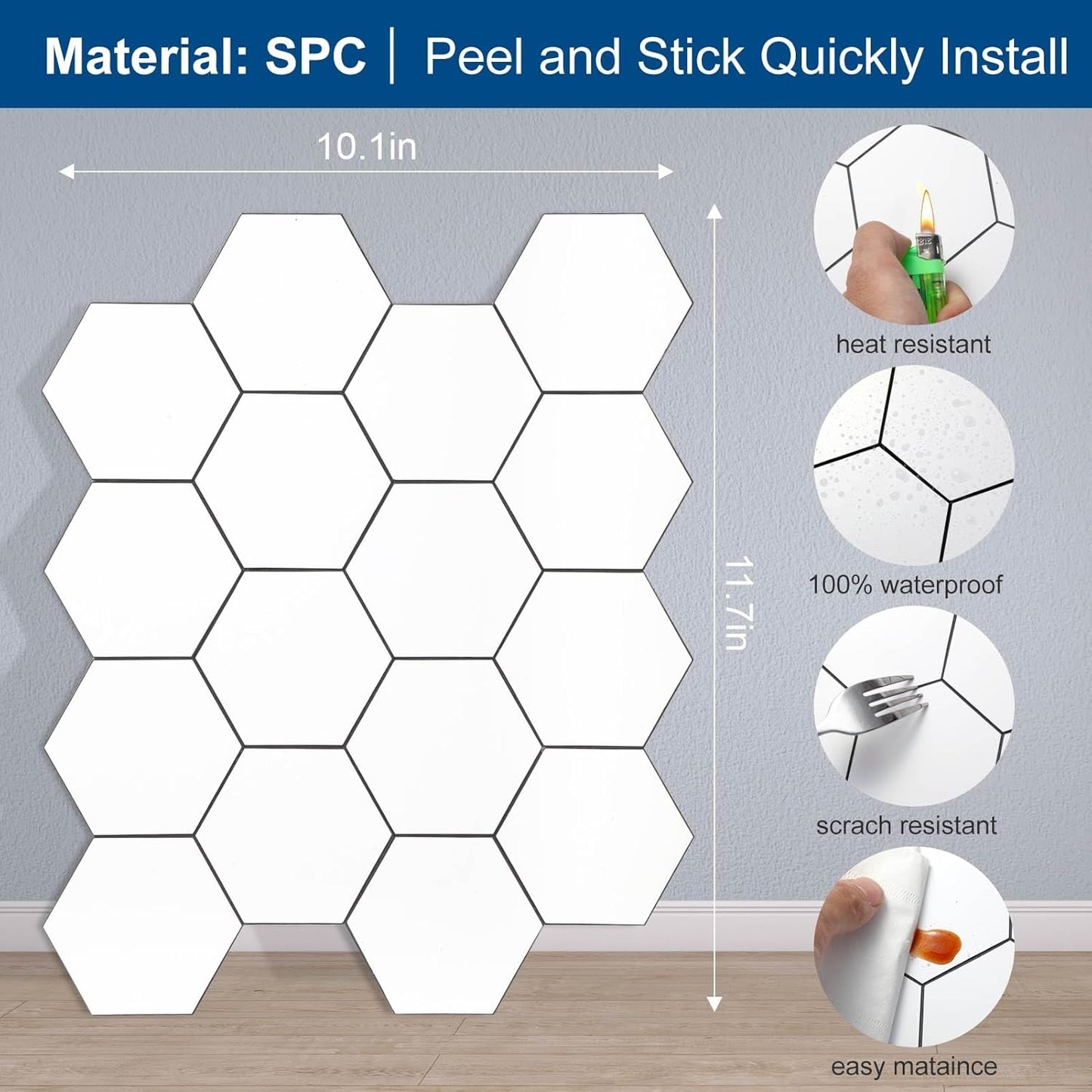 Yipscazo 10 Sheet Hexagon Peel and Stick Backsplash,Self Adhesive Luxury Faux Marble Tile, Asenka Beige Wall Tile for Kitchen, Stick on Backsplash Tiles for Bathroom,RV,Laundry