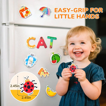 JoyCat Fridge Magnets for Toddlers & Kids – 26 Cute A-Z Objects, Large Magnetic Refrigerator Toys, Fun Educational Learning Gifts for Girls and Boys 2 3 4 5 Years Old