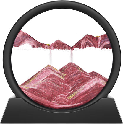 Wai Danie Moving Sand Art Picture 3D Hourglass Deep Sea Sandscape Liquid Motion Display Painting Flowing Sand Frame Relaxing Desktop Home Office Work Decor (Black, 12 Inches)