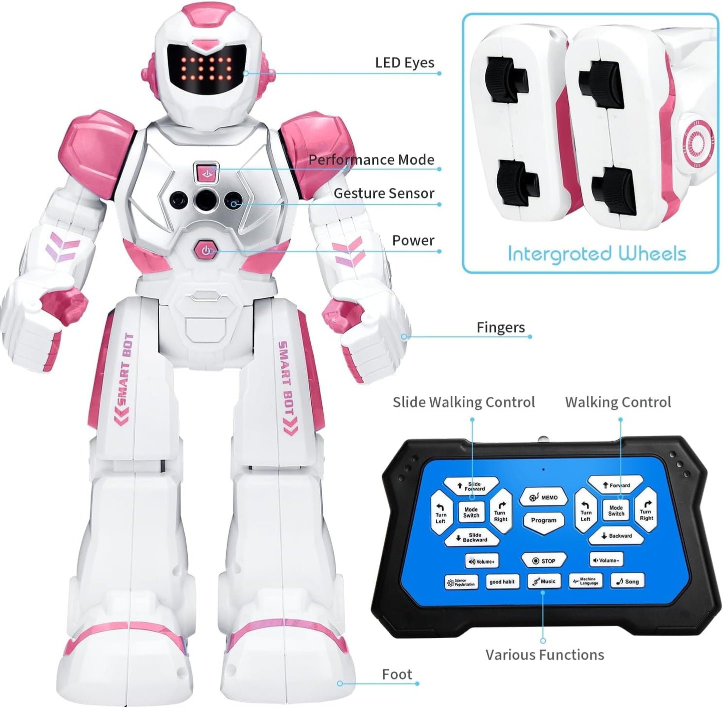 KingsDragon Robots Toy for Kids, RC Gesture Sensing Toy, Interactive Walking Singing Dancing Robot Birthday Presents for Boys Girls Age 6 7 8 9 Years Old