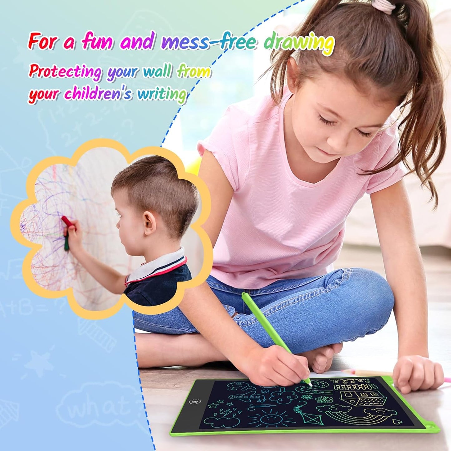 TECJOE 10 Inch 2 Pack LCD Writing Tablet, Colorful Doodle Board Drawing Tablet for Kids, No Mess Toddler Travel Learning Toys, Christmas Birthday Gifts for 3 4 5 6 7 8 Year Old Boys Girls Preschooler