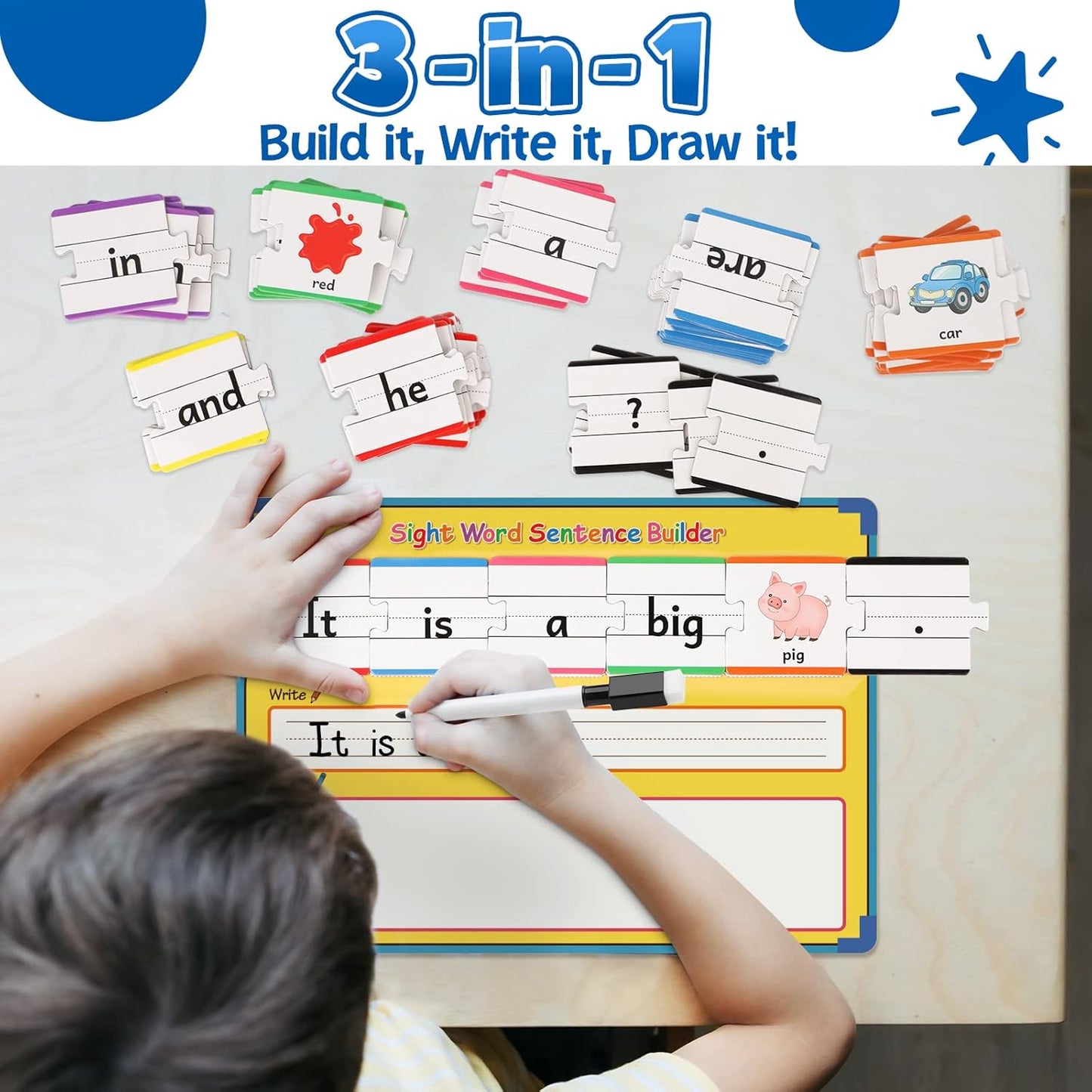 Aizweb Sentence Building,CVCC & CCVC Word Game,Sight Word Phonics Games for Kindergarten 1st Grade Classroom Must Haves,Montessori Reading Learning Games,Speech Therapy Special Education Manipulative