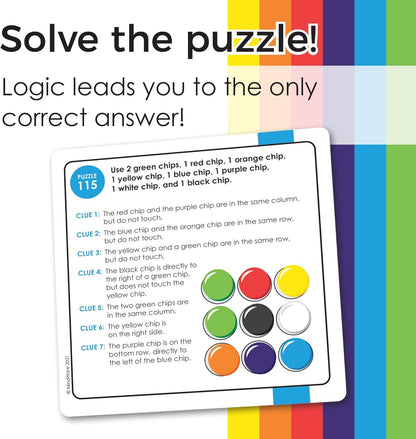 MindWare Logic Links Puzzle Games - Brain Teaser Puzzles for Kids and Brain Games for Adults - 166 Challenging Brain Puzzles, 32 Game Chips - Ages 6+