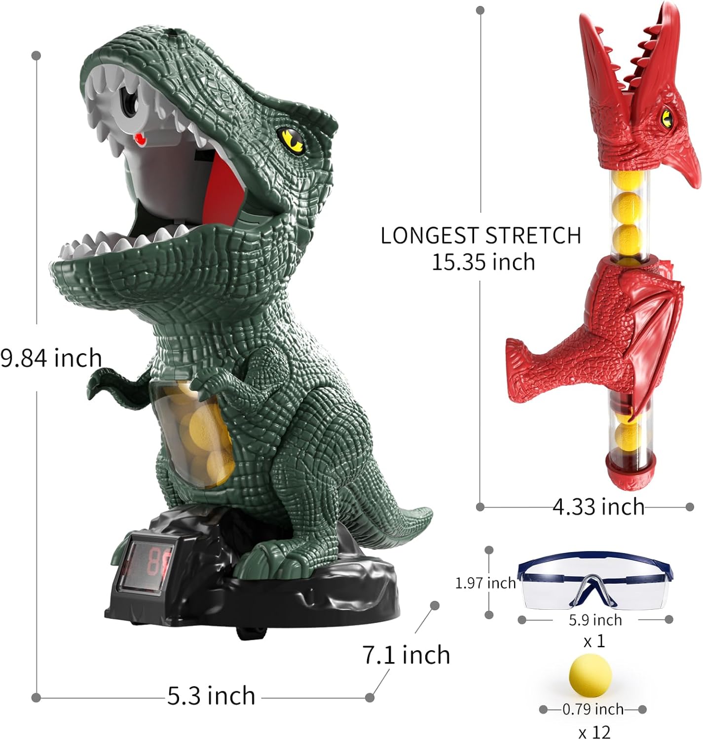 JUKUDAHU Dinosaur Shooting Boy Toys for Kids Age 3 4 5 6 7 8 - Moveable Shooting Game with Scoreboard, Light and Sound, 12 Foam Balls, Boy Toddler Toys 5-7 6-8 8-10, Competition Game Gifts (Green)