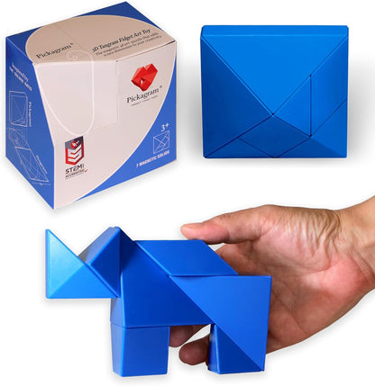 Pickagram Tangram 3D Magnetic Puzzle for Kids (8-12), Adults & Seniors | STEM Certified Fidget Puzzle - Magnetic Pattern Blocks for Cognitive Development, Creativity & Focus - Random Mix