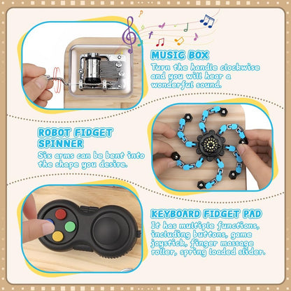 Busy Board for Toddler Kid Early Development, Fidget Sensory Learning Motor Skills Montessori Toy for Age 3 4 5, Busy Pad Fidget Spinner Travel Toy Birthday Gifts Educational Activities for Boy Girl