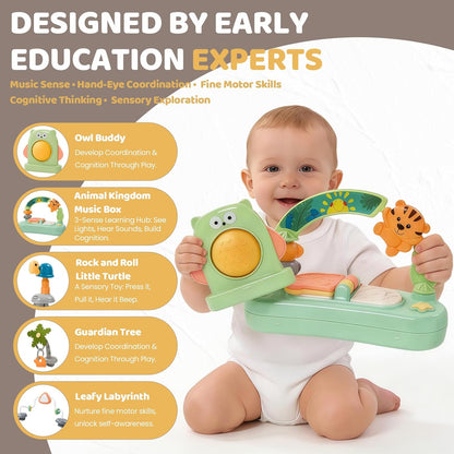 Time Followers® 6-in-1 Baby Activity Center | 4 Stage Montessori-Inspired Toys | Grow Stationary Standing Toddler Table | Jumpers & Bouncers | Must Have for Boy & Girl 6, 12, 24+ Month Old (White)