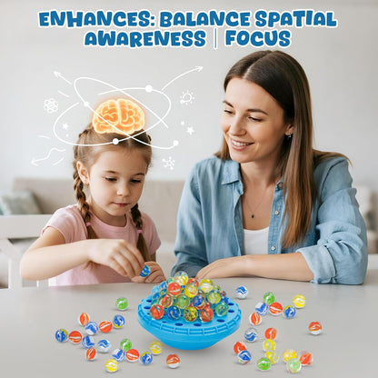 Marble Balance Game, Wobble Marble Stacking Game for Kids 6+, Family Games for Kids and Adults with Built-in Storage, Marbles Board Game for 1-4 Players, Fun Birthday Party Games Toys