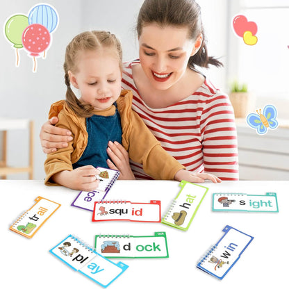 Dolanus 30 Read and Rhyme Flip Books, Word Family ABC Vocabulary Flashcards, Kindergarten Sight Word - Learn to Read Phonics Flash Cards Activity Games, Toys for Kids Toddlers Ages 3-8 Years Old