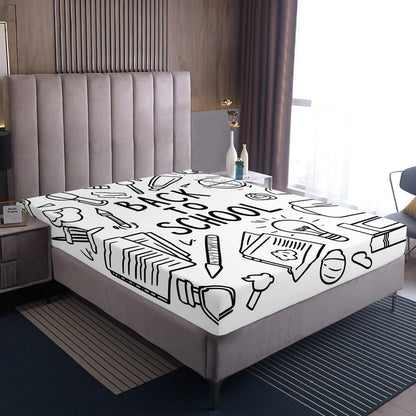 Chemistry Bed Sheets for Kids Teens Girls Boys,Chemical Experiment Fitted Sheet Twin,Science Themed Sheets for Math Lovers,Chemistry Lab Bedding Set,White and Black