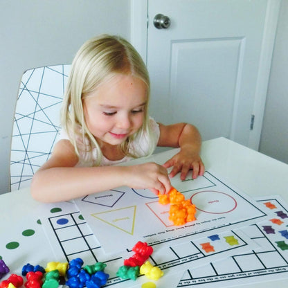 Legato Counting Bear Activity Sheets and eBook; 20 Large, Glossy Card Stock Sheets (each 8.5" x 11"); Helps with Patterns, Graphing, Colors, and More! Use with any 1" bear manipulative with 6 colors.