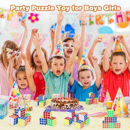 Mini Cube Puzzle Party Favors for Kids: 28 Pack 1.18in 3x3 Magic Cube School Rewards & Classroom Prize for Students - Birthday Valentines Easter Stress Relief Toys Goody Bag Filler Gifts