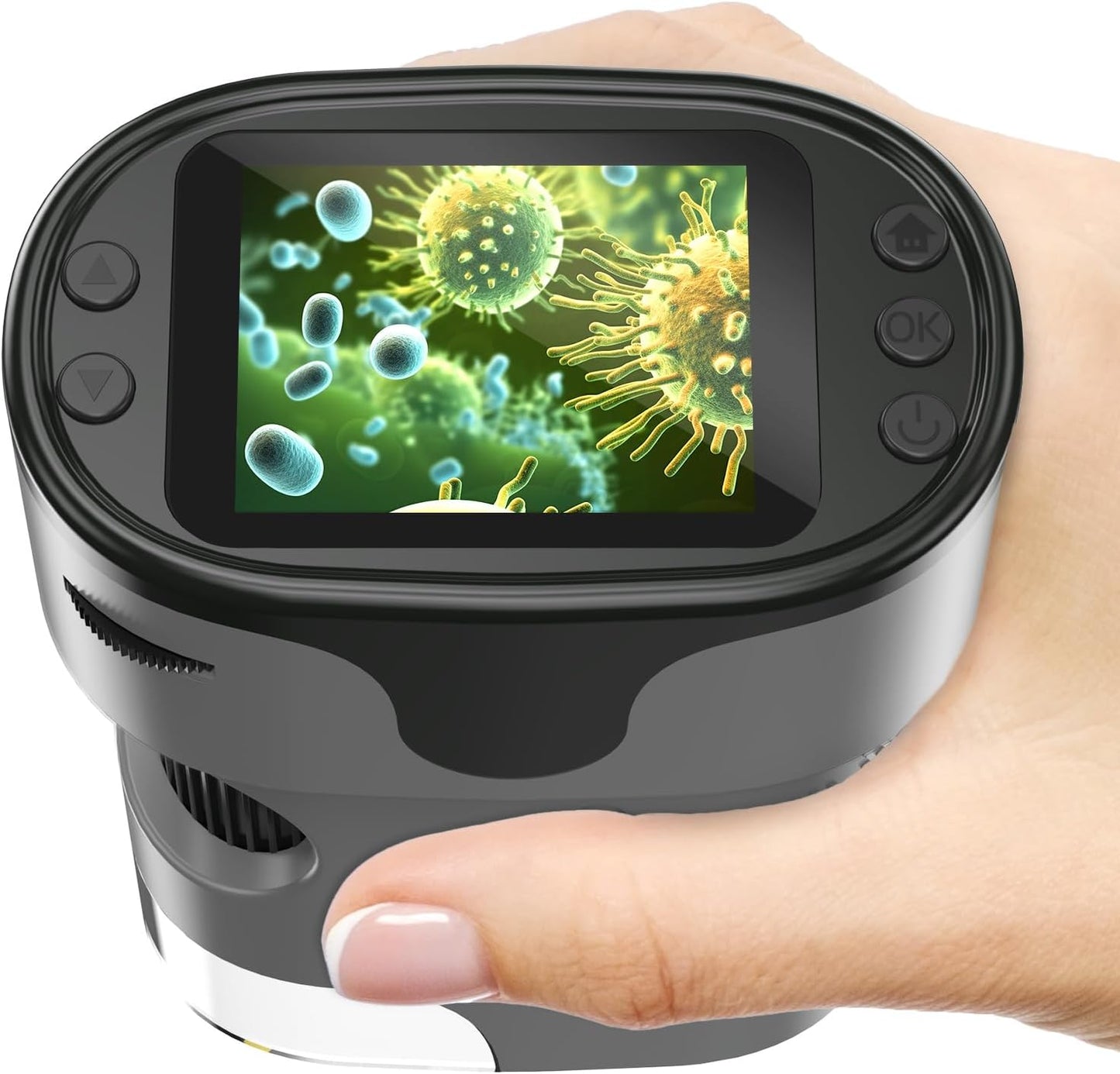 1000X Handheld Microscope for Kids 4K 2.0" Screen Rechargeable Mini Pocket Digital Microscopes w/Slides Kit Portable Edu Gift Age 4-6 8-12 Children Students (White)