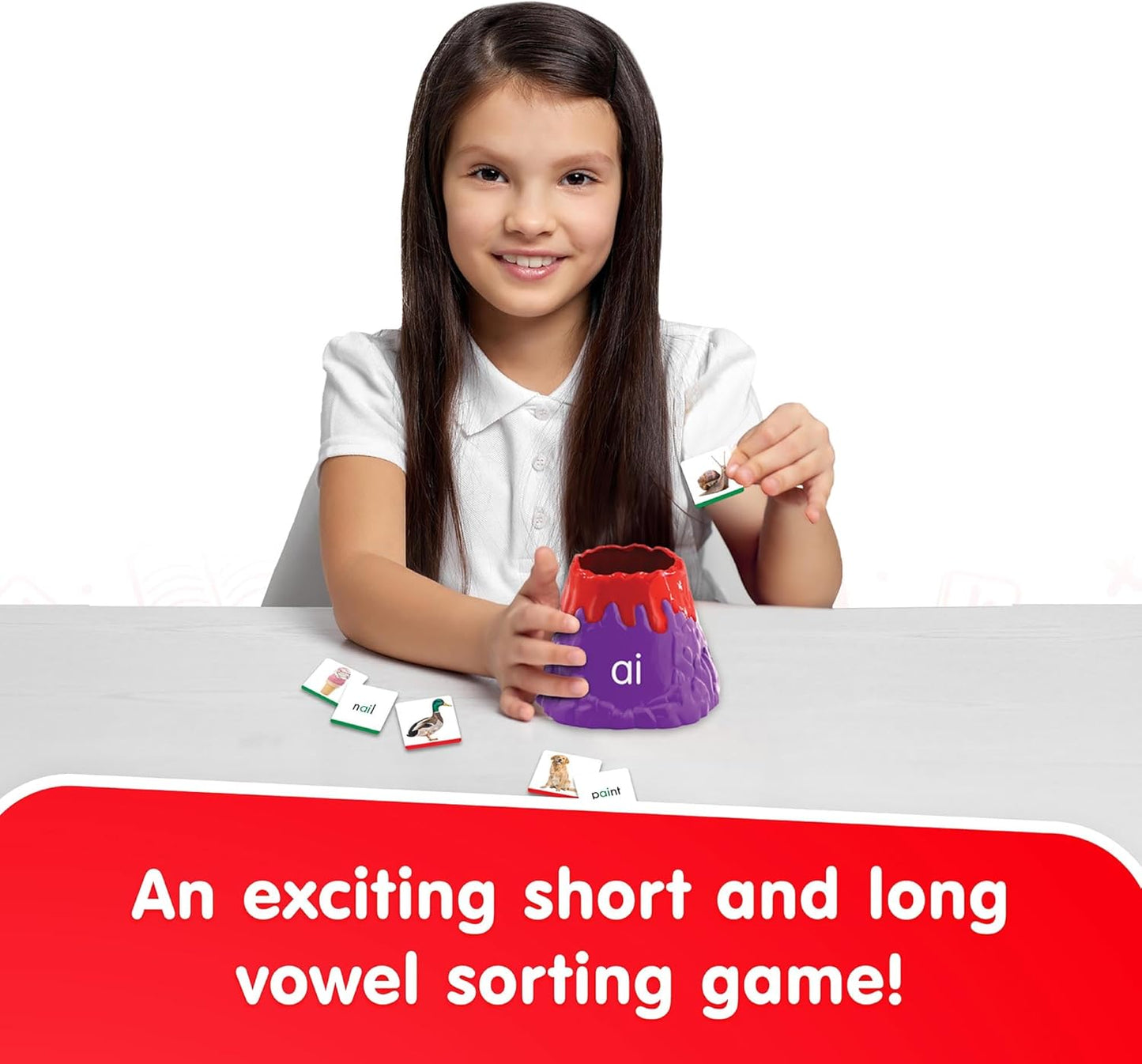 Junior Learning: Vowelcanos - Sorting & Matching Game, Learn Short & Long Vowels, Builds Phonemic Awareness, Reading Development, Kids Ages 5+