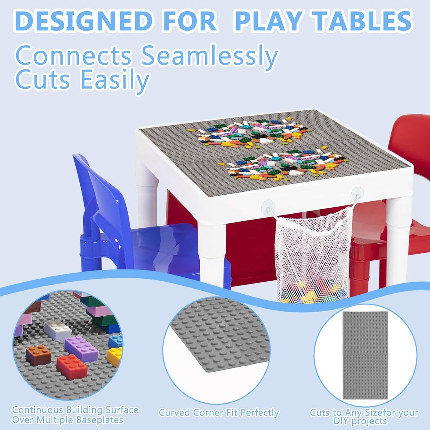 10"x10" Pack of 6 Classic Building Baseplates,Building Toy Base Boards to Build On, Brick Toy Builders Mat Compatiable with All Major Brands and Activity Table-Base plate for DIY Play (Gray)