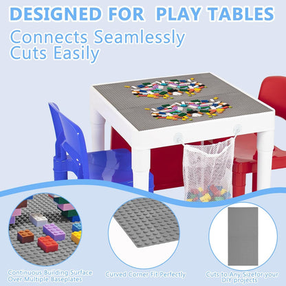 10"x10" Pack of 6 Classic Building Baseplates,Building Toy Base Boards to Build On, Brick Toy Builders Mat Compatiable with All Major Brands and Activity Table-Base plate for DIY Play (Gray)